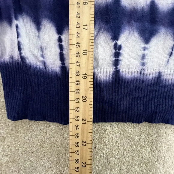 Aqua Womens Pullover Sweater Small Navy Blue Tie Dye Stripes Long Sleeve Hooded - Picture 4 of 5